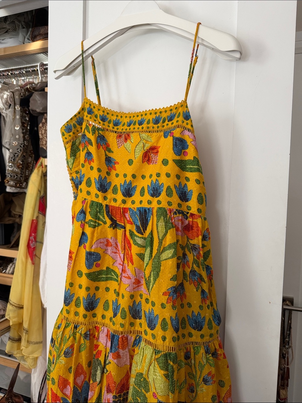 Farm Rio Yellow Summer Garden Sleeveless Maxi Dress Floral Bird Print - Picture 5 of 11